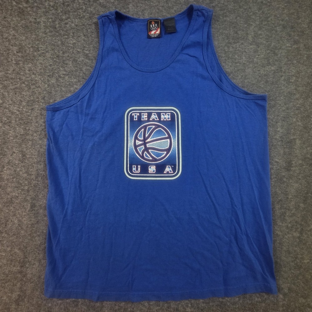 Vintage Team USA Olympic Tank Top Mens Large 90s Basketball Blue America